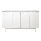 Armoire de rangement 4 portes avec pieds en pin, poignées en bois massif et MDF, pour le salon