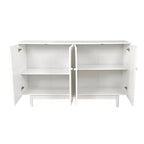 Armoire de rangement 4 portes avec pieds en pin, poignées en bois massif et MDF, pour le salon