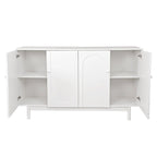 Armoire de rangement 4 portes avec pieds en pin, poignées en bois massif et MDF, pour le salon