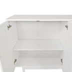 Armoire de rangement 4 portes avec pieds en pin, poignées en bois massif et MDF, pour le salon