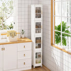Armoire de rangement haute et étroite de 65 po, organisateur de placard de cuisine pliable à 4 niveaux, garde-manger autoportant