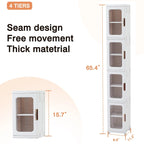 Armoire de rangement haute et étroite de 65 po, organisateur de placard de cuisine pliable à 4 niveaux, garde-manger autoportant