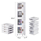 Armoire de rangement haute et étroite de 65 po, organisateur de placard de cuisine pliable à 4 niveaux, garde-manger autoportant