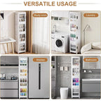 Armoire de rangement haute et étroite de 65 po, organisateur de placard de cuisine pliable à 4 niveaux, garde-manger autoportant